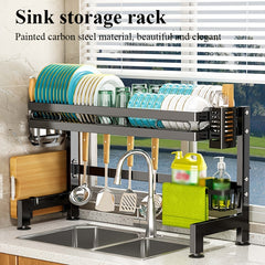 Kitchen Sink Storage Rack Dish Rack Carbon Steel Tableware Shelf