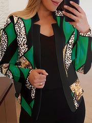 Casual Leopard & Paisley Print Blazer Women's Plus