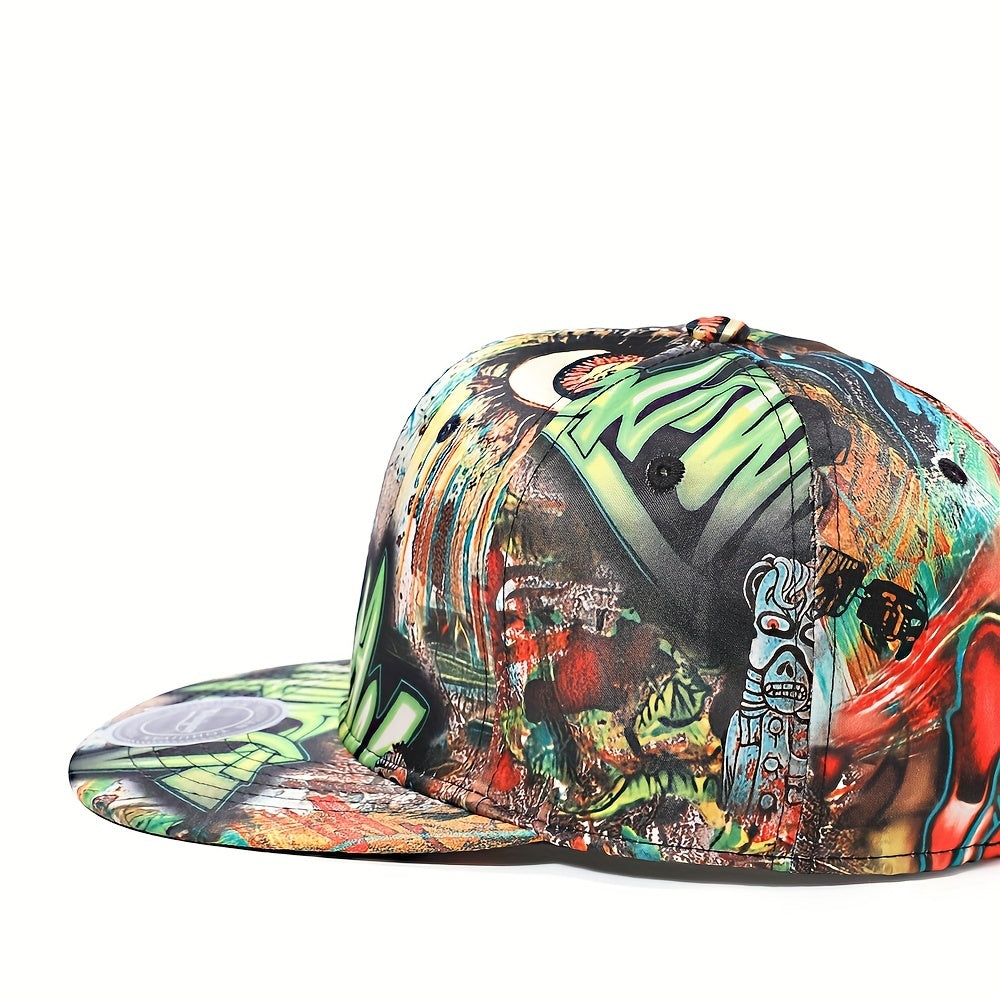 Graffiti Print Baseball Cap Men Women Snapback Hip Hop Flat Visor Hat