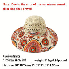 Boho Crochet Sun Hat Wide Brim Straw Hat Bowknot Fisherman Cap