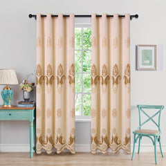 European Embroidered Curtains Chenille Flower Embroidery Semi Blackout