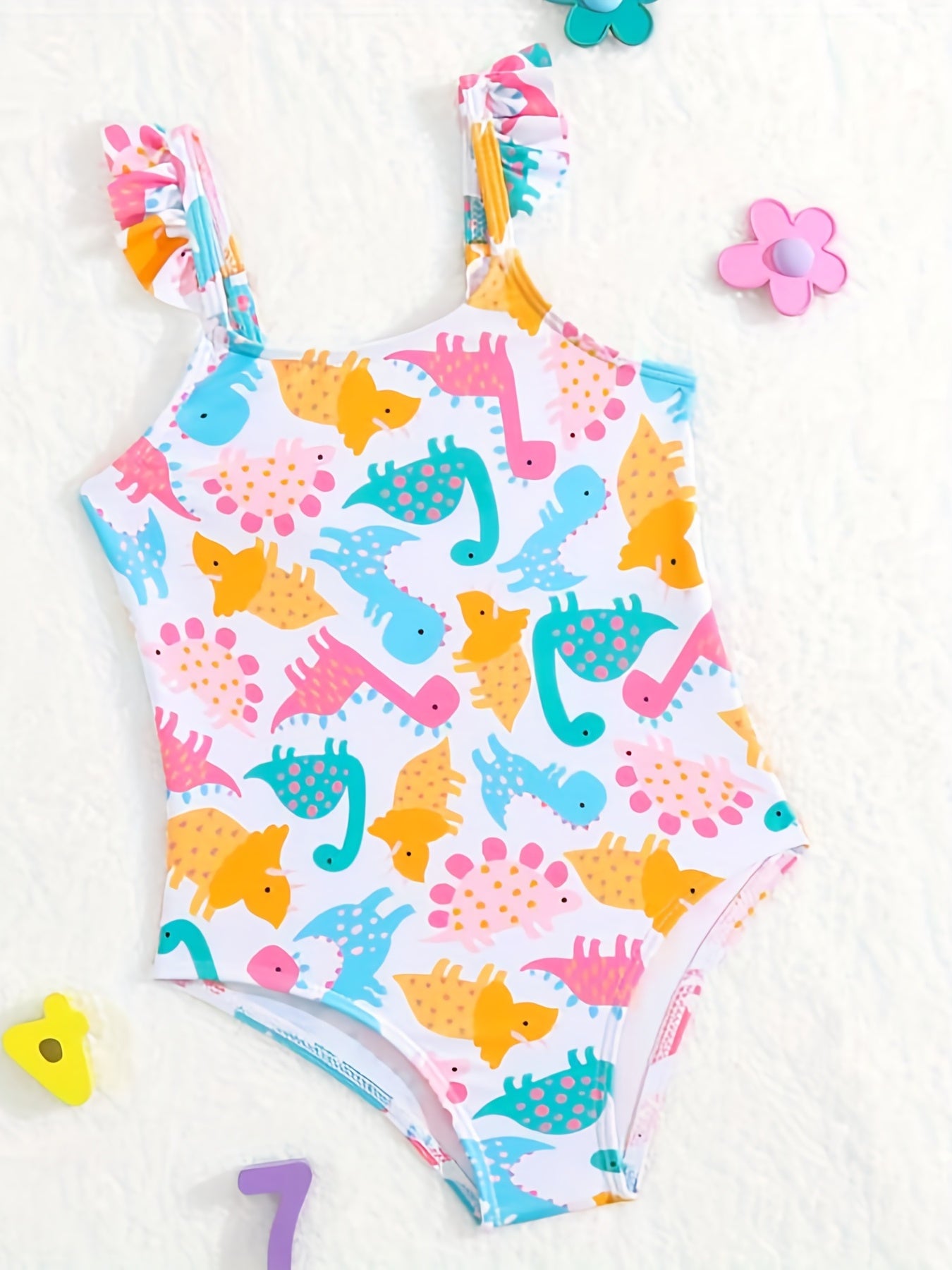 Baby Girls Dinosaur One-piece Swimsuit for Summer Vacations