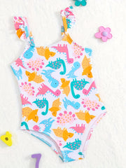 Baby Girls Dinosaur One-piece Swimsuit for Summer Vacations