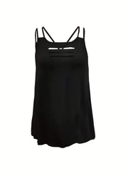 Cutout Dual Straps Cami Top Cross Back Sleeveless Summer Top