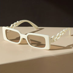 Y2K Flame Hollow Temple Rectangle Sunglasses UV400