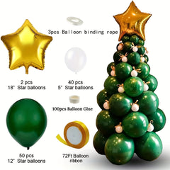 Pink Christmas Balloon Tree Ink Green Christmas Tree