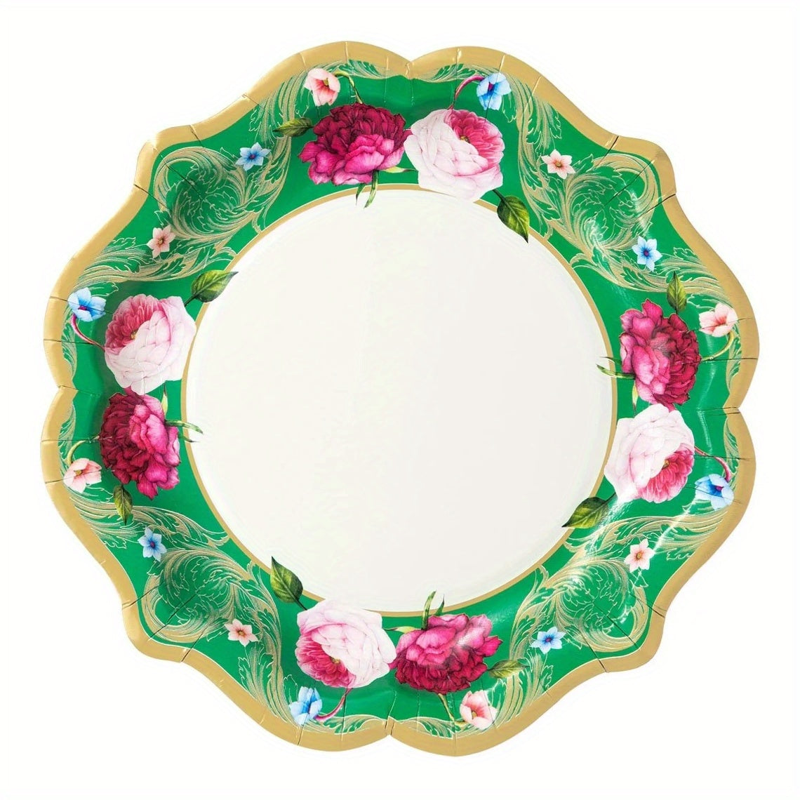 48pcs Chinese Style Disposable Paper Dinner Plate Large Flower Pattern