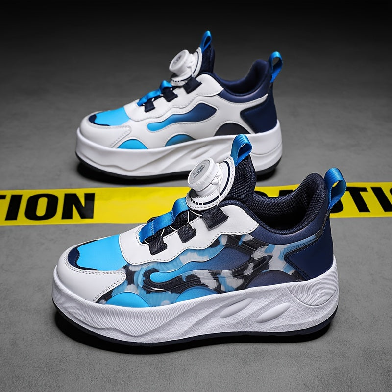 Boy's Roller Shoes with Rotating Buckle Detachable Wheels