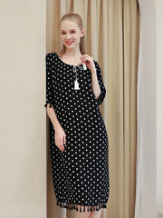 Polka Dot Print Lace Up Sleep Dress