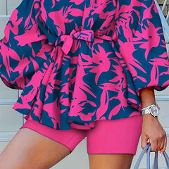 Allover Print Off Shoulder Two Piece Set