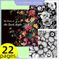 Night Flowers Coloring Book for Adults & Teens - Vibrant Floral Art Journal
