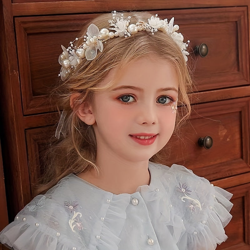 Flower Faux Pearl Headband Hair Accessories for Wedding Party