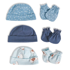 Baby Boys Cartoon Print Cap & Mittens Set for Autumn & Spring