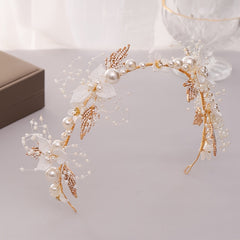 Floral Pearl Bridal Headband Flower Wedding Headpiece