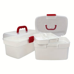 Double Layer Tool Storage Box with Grids & Handles