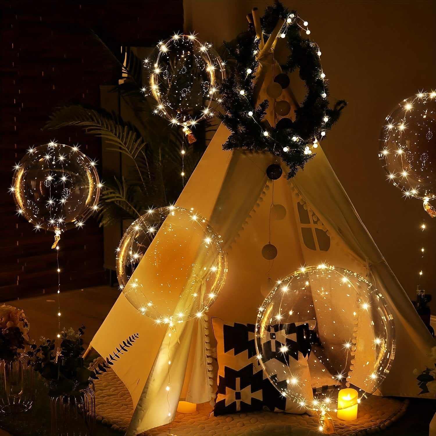 LED Light up Balloons 7pcs with 7 LEDs 3.0 Meter Light Strings