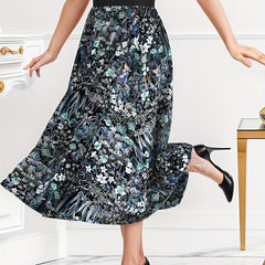 Boho Skirt Women's Plus Floral Print Elastic Tape High Rise