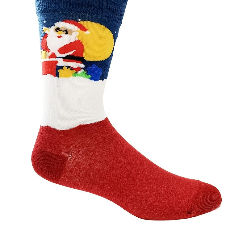 Men's Christmas Cotton Socks Red Santa Pattern