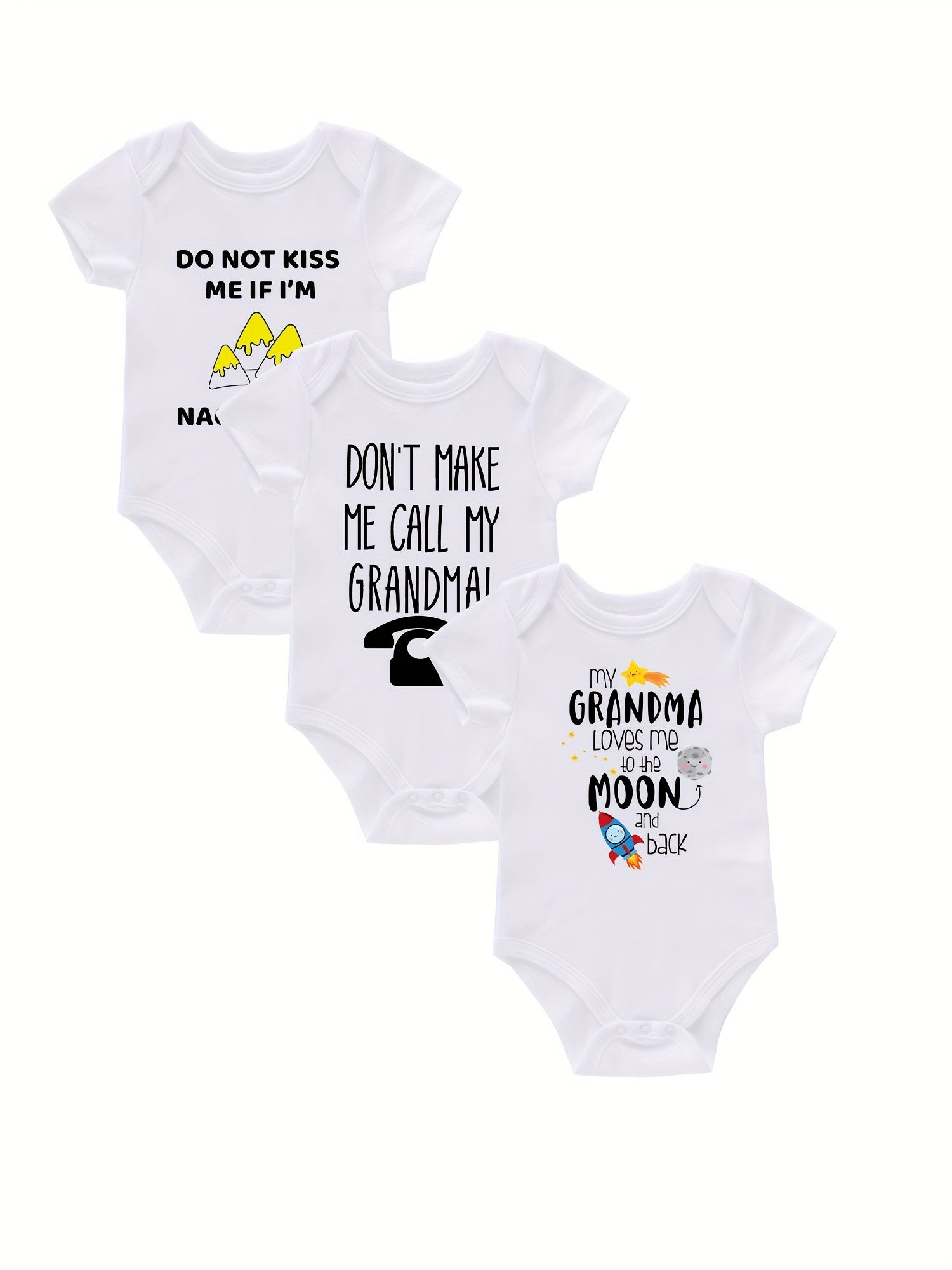 3pc Rompers Infant Toddler Letter Print Jumpsuit
