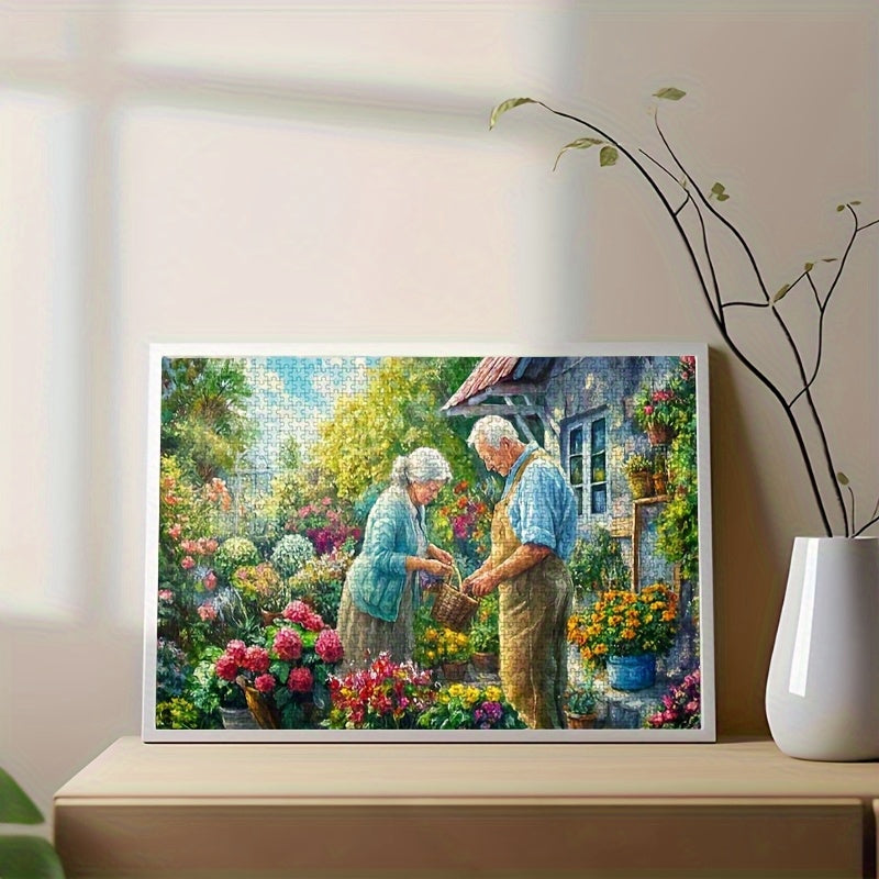 Floral Garden Puzzle 1000pcs for Adults Large Floral Garden with Elderly Couple