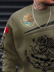 Mexico Eagle And Snake Print Men's Sweatshirt for Autumn Winter