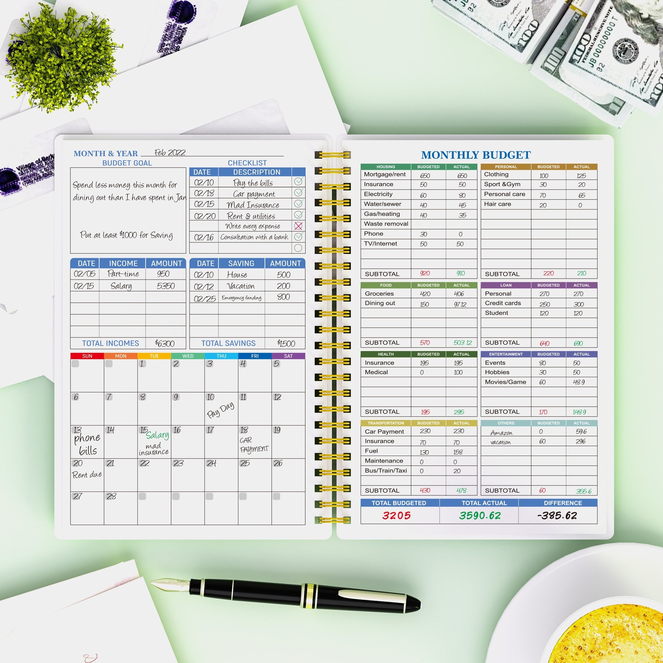 Budget Planner Monthly Finance Organizer Expense Tracker Notebook