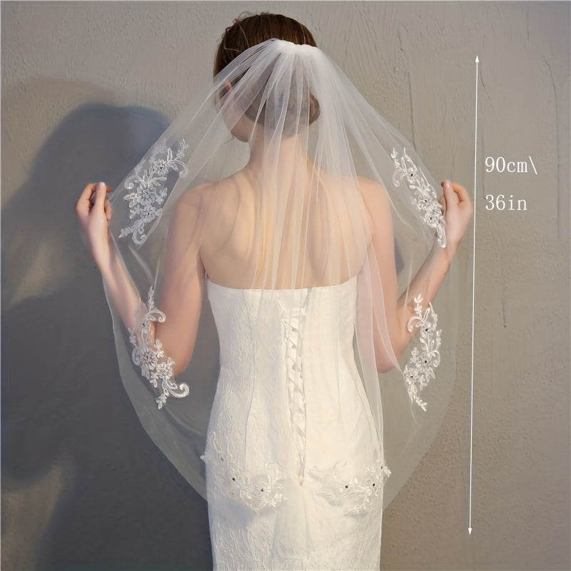 Lace Edge Bridal Wedding Veil 1 Tier Veil With Comb Wedding Accessories