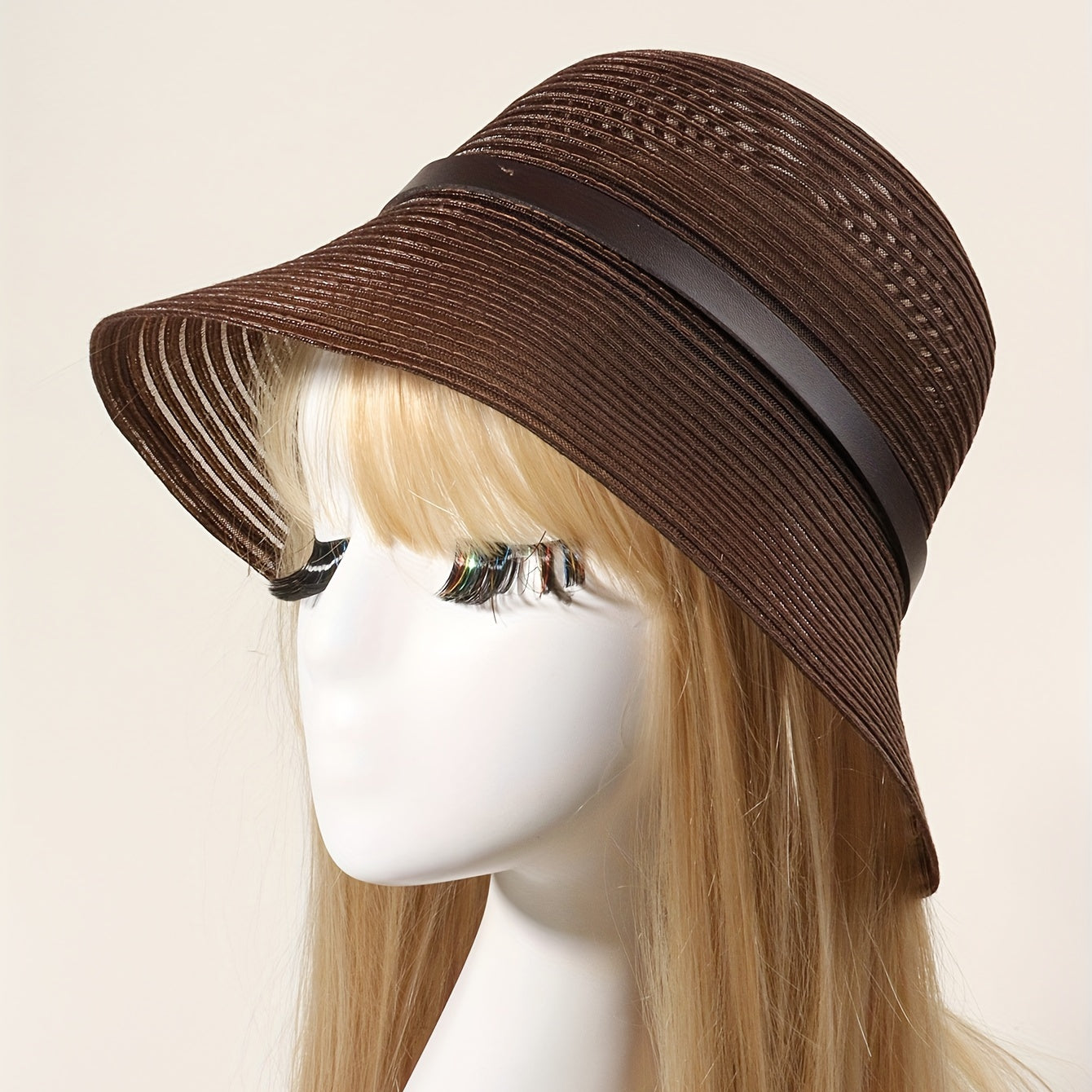 Brown Mesh Bucket Hat Vintage Jazz Fisherman Cap