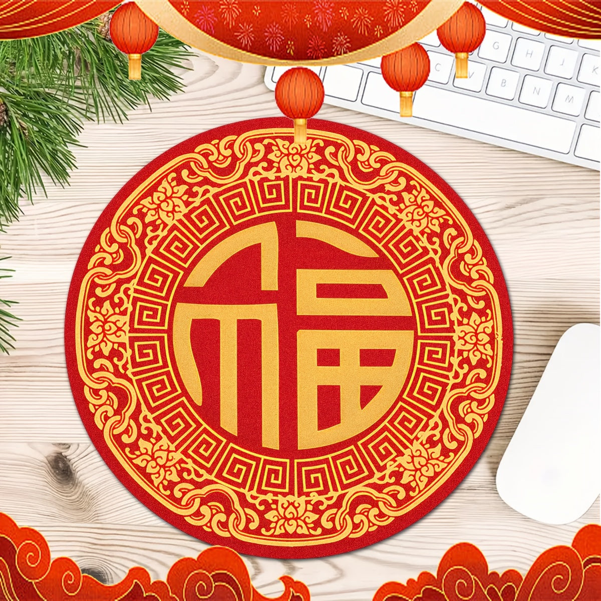 Year Decoration Fu Character Printed Tableware Drying Pad