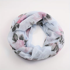 Pink Rose Printed Silk Scarf with Windproof Breathable Design