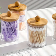 Bamboo Lid Cylinder Acrylic Storage Box