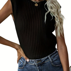 Summer Knitted Crew Neck Tank Top for Women