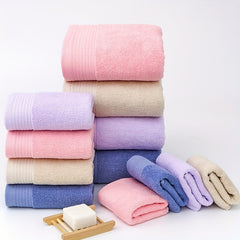 3pcs Solid Towel Set Soft Washcloth Hand Towel Bath Towel Thickened Absorbent