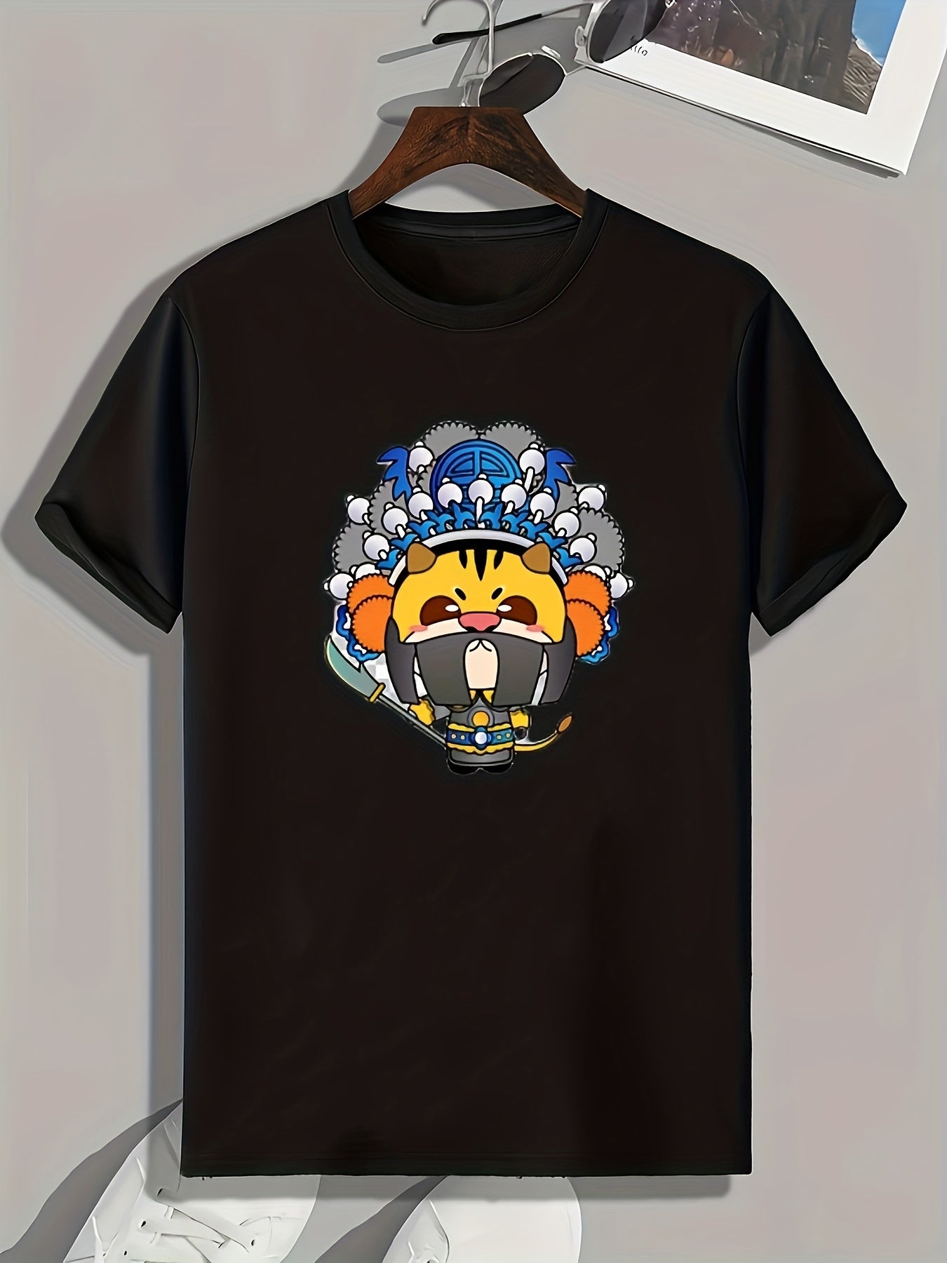 Cartoon Pattern Print Men's Comfy Sports T-Shirt Graphic Tee