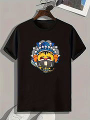 Cartoon Pattern Print Men's Comfy Sports T-Shirt Graphic Tee