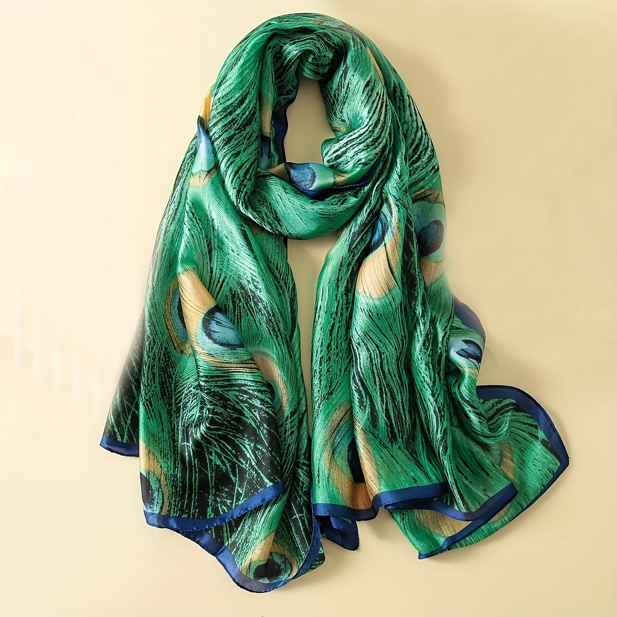 Men's Satin Peacock Shawl Scarf