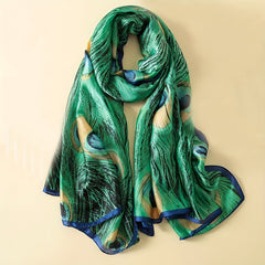 Men's Satin Peacock Shawl Scarf