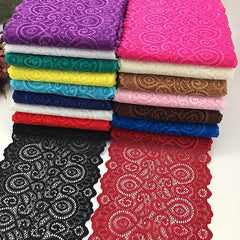 1 Yard Flower Stretch Lace Trim Ribbon Elastic Fabric 17 Wide Many Colors