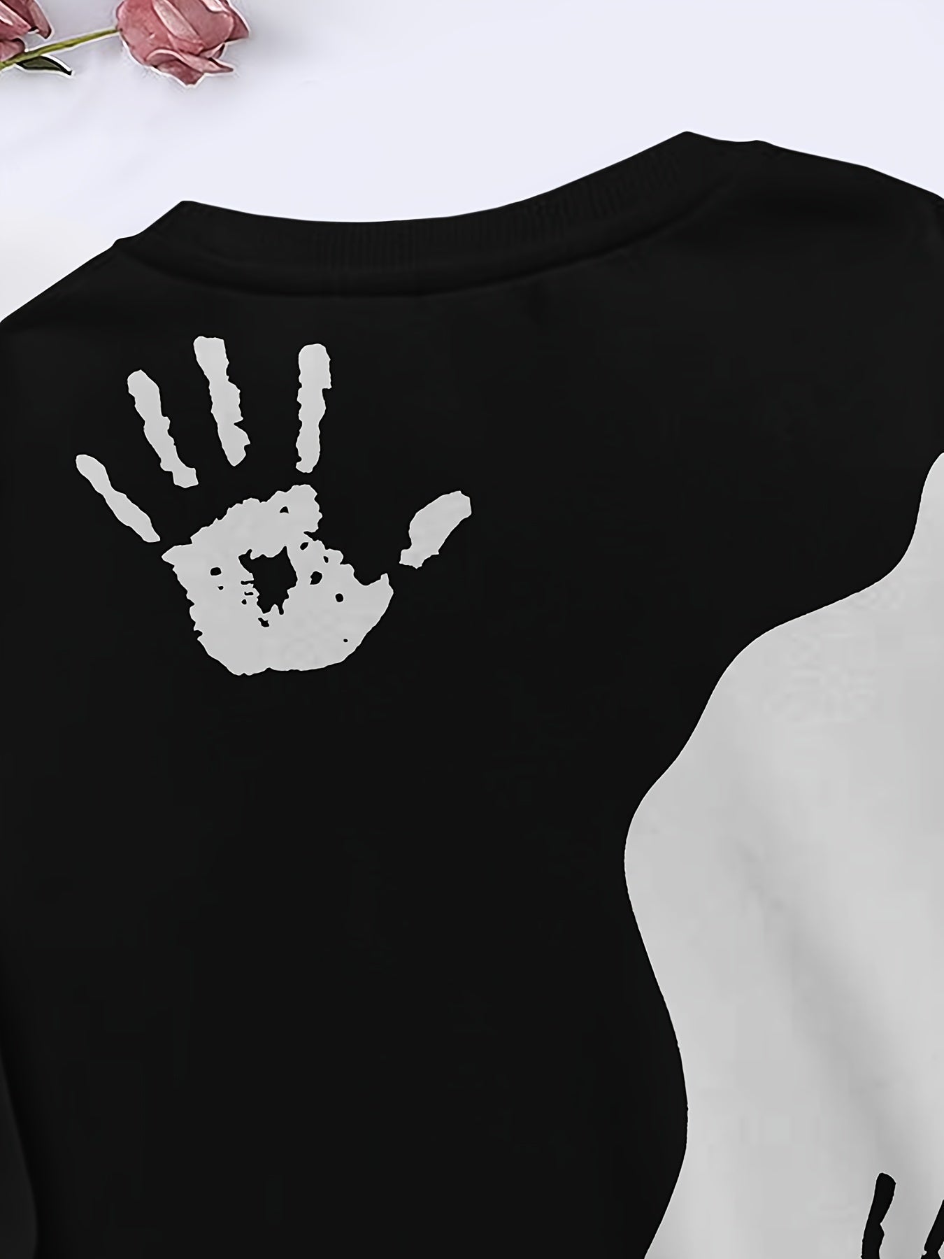Yinyang Palm Sweatshirt Crew Neck Long Sleeve for Sports
