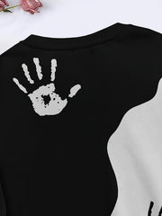 Yinyang Palm Sweatshirt Crew Neck Long Sleeve for Sports