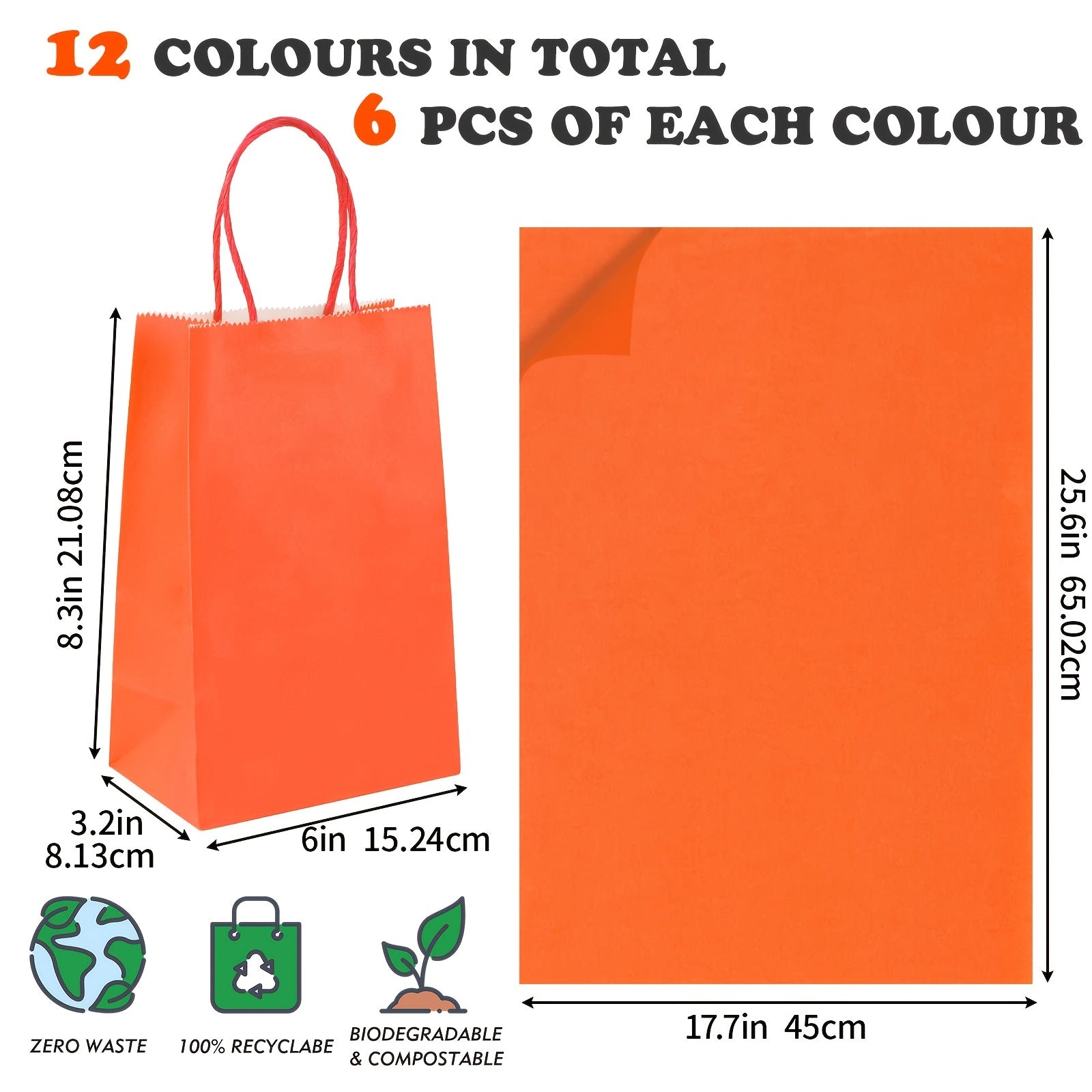 72pcs Small Gift Bags With 72 Sheets Paper 12 Colors Bulk Party Favor Bags