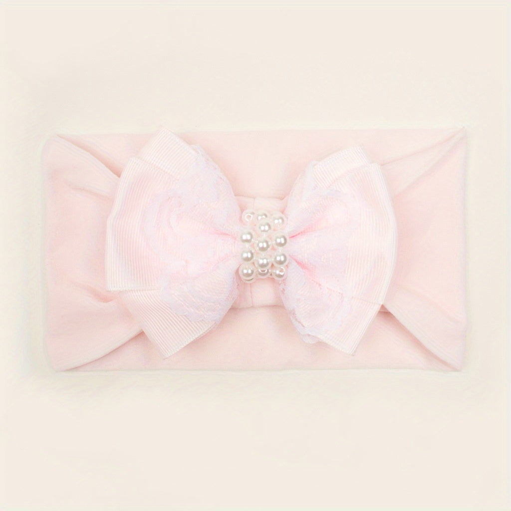 Fall Pearl Nylon Bow Baby Headband