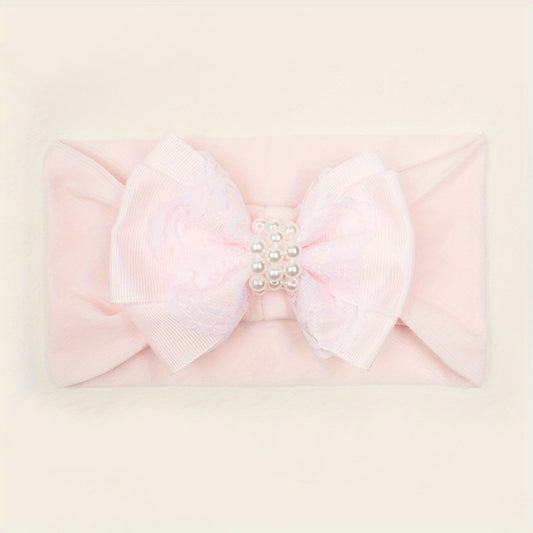 Fall Pearl Nylon Bow Baby Headband