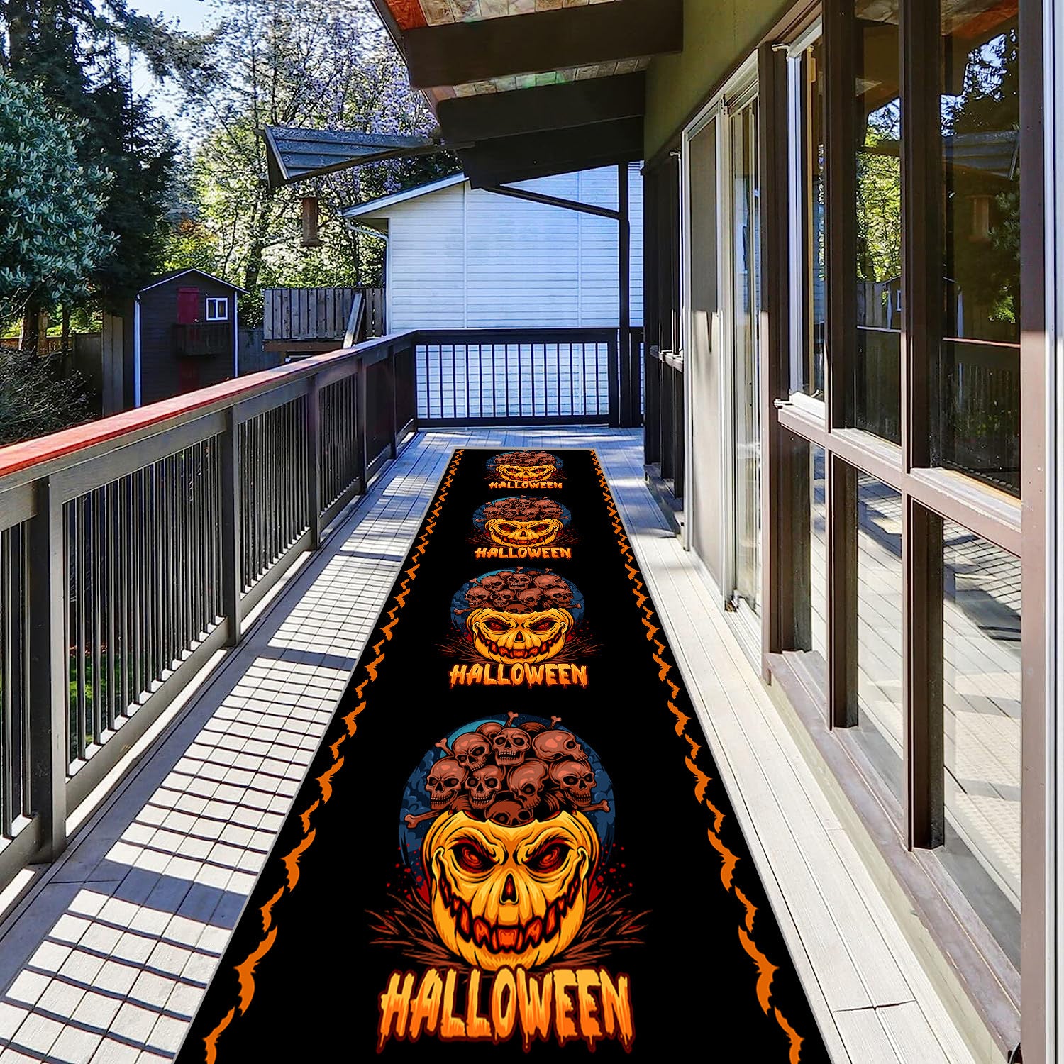 Halloween Skull Head Pattern Carpet - Creative Area Rug for Dining Living Bedroo