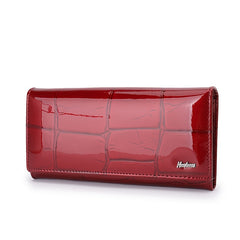 Women's Classic Bifold Wallet with Enamel Stone Pattern & Zip Pocket