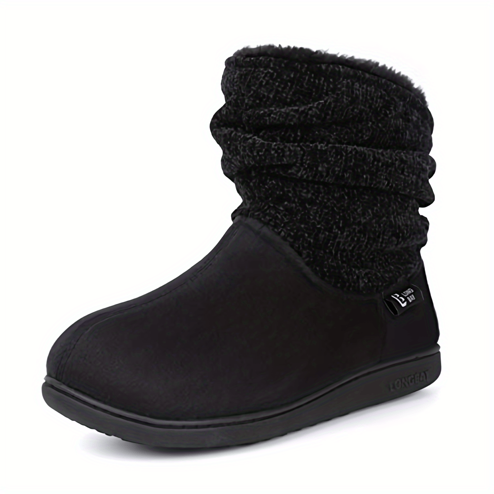 Women's Suede Winter Boots - Fluffy Faux Fur Lining