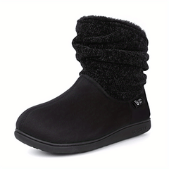 Women's Suede Winter Boots - Fluffy Faux Fur Lining