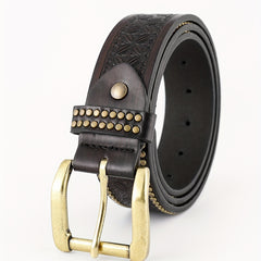 Men's Floral Pin Buckle Belt PU Leather Casual Jeans Pants Waist Strap