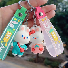 Cute Cartoon Rabbit Keychain Silicone Bunny Doll Keychain Pendant