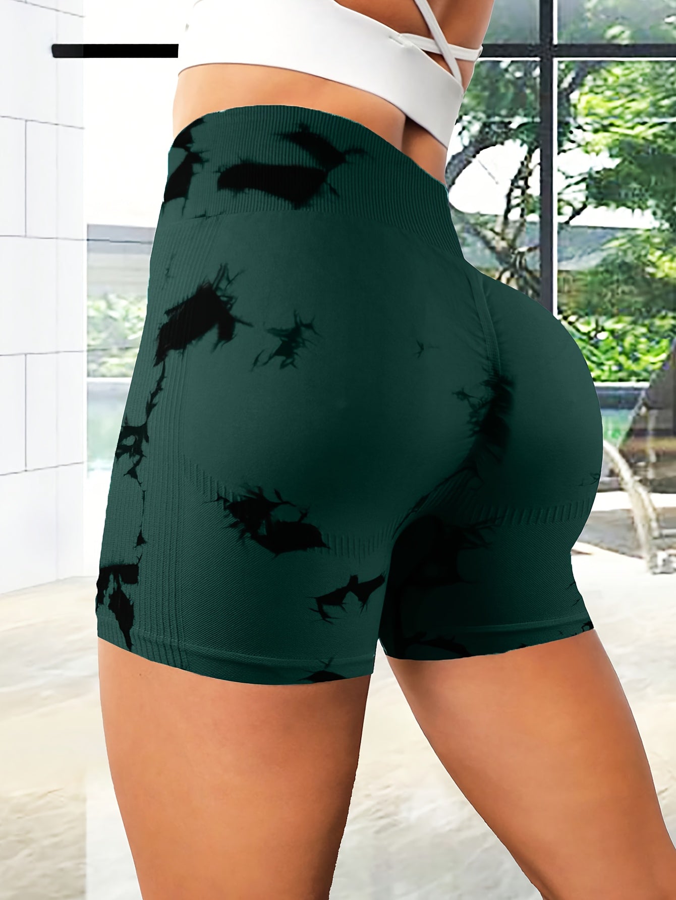3pcs Tie Dye Seamless Yoga Shorts High Stretch Activewear